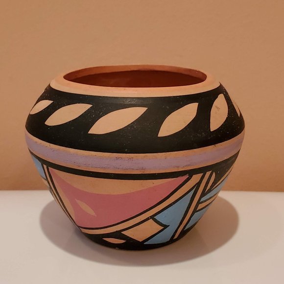 SOLD - Southwestern design Pot or Vase, Handpainted Red Clay, native american
